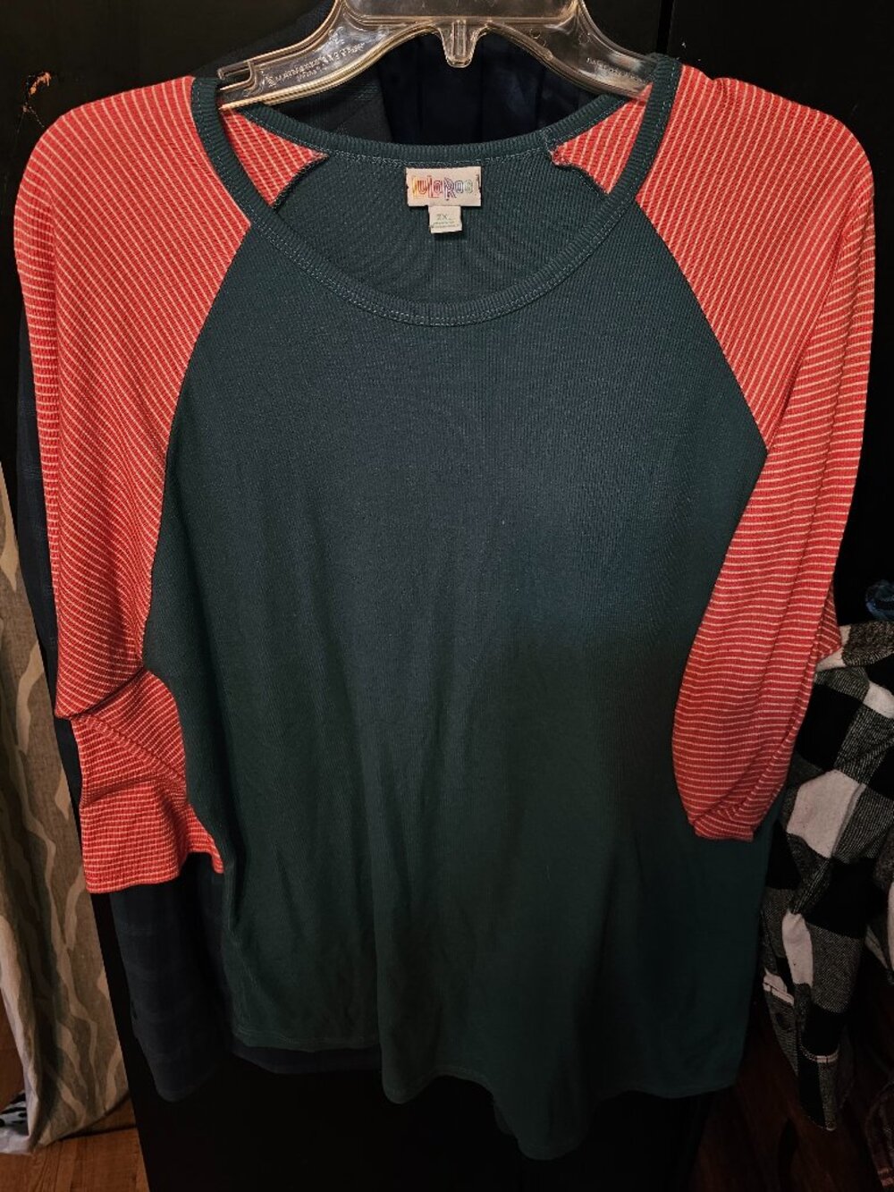 ❤️EUC Women's Size XXL Teal and Orange Lularoe long sleeve shirt